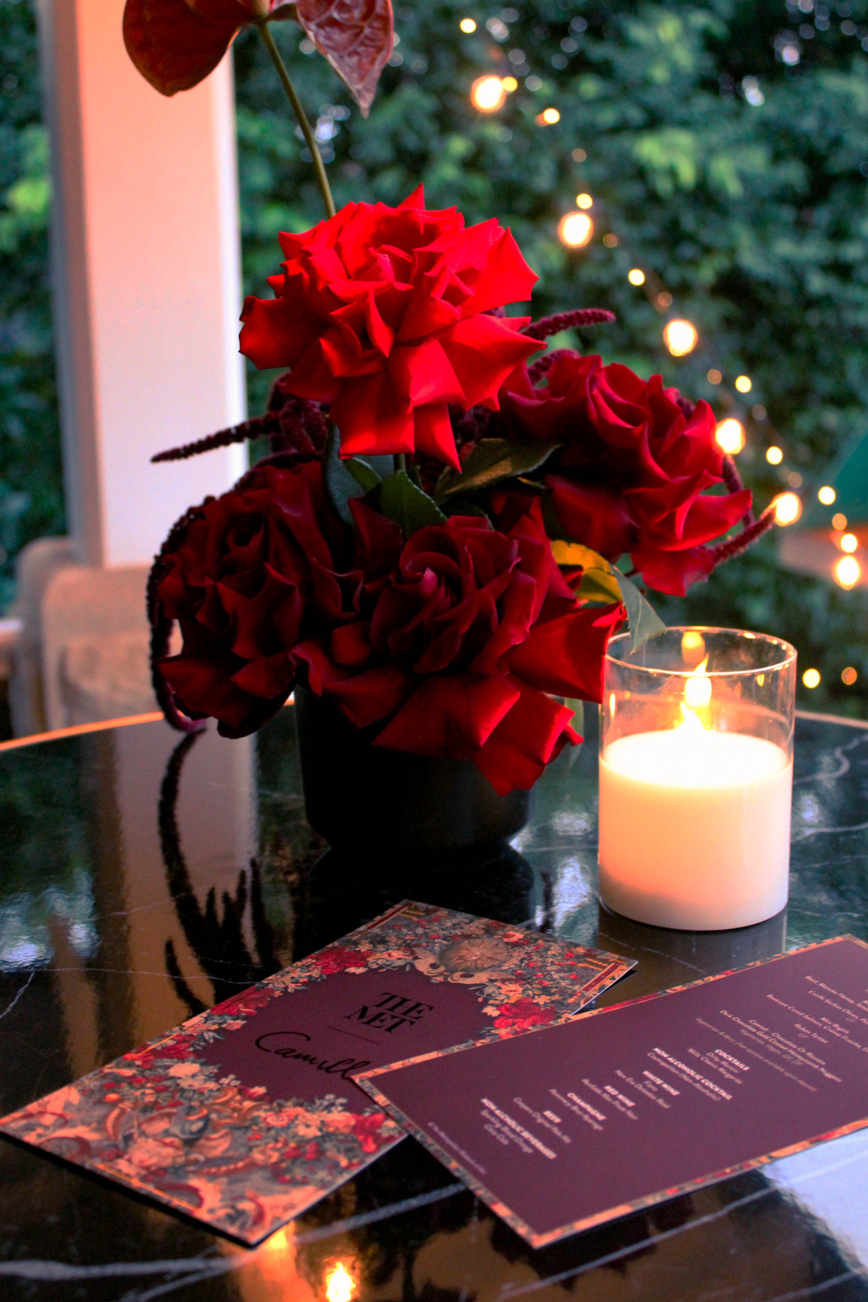 Floral menu table setting